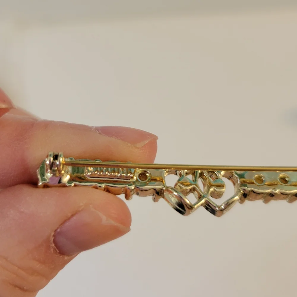 Sarah Coventry Bar Brooch Double Hearts